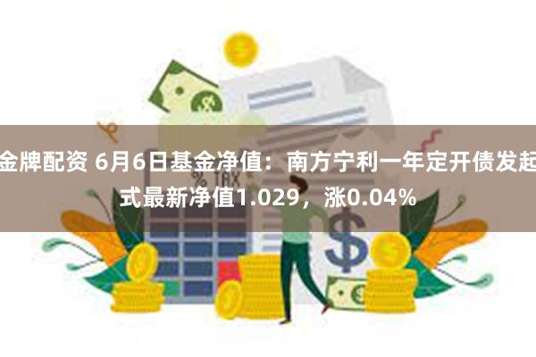 金牌配资 6月6日基金净值：南方宁利一年定开债发起式最新净值1.029，涨0.04%