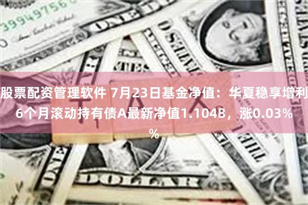 股票配资管理软件 7月23日基金净值：华夏稳享增利6个月滚动持有债A最新净值1.1048，涨0.03%