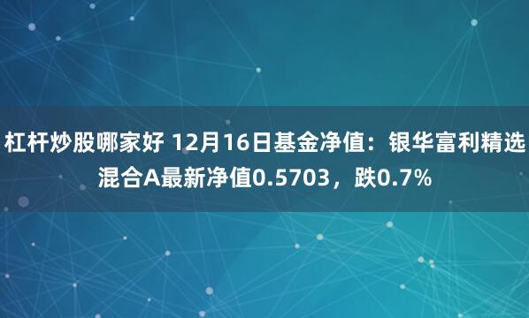 杠杆炒股哪家好 12月16日基金净值：银华富利精选混合A最新净值0.5703，跌0.7%