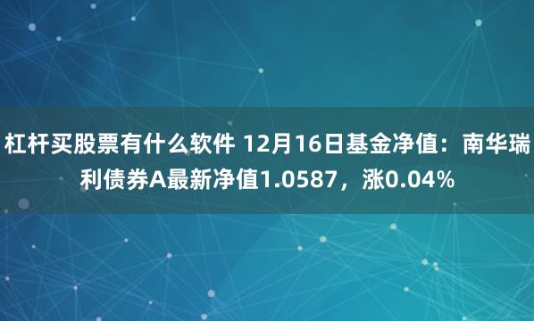 杠杆买股票有什么软件 12月16日基金净值：南华瑞利债券A最新净值1.0587，涨0.04%