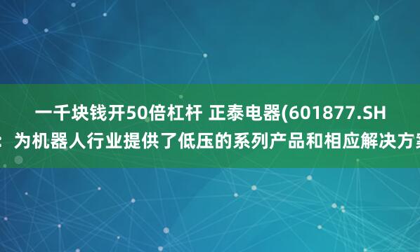 一千块钱开50倍杠杆 正泰电器(601877.SH)：为机器人行业提供了低压的系列产品和相应解决方案